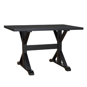 HomeRoots 48" Black Solid Wood Trestle Writing Desk - 1 of 4