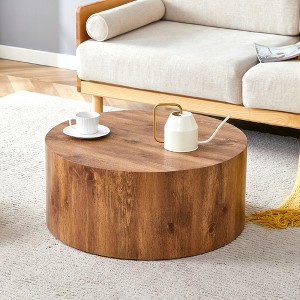 GlasFlength Coffee Tables, Modern Coffee Table with Complex Texture Patterns, Stylish and Durable Design for Living Room, Patio, Brown, 27.5*27.5"*12" - 1 of 4