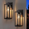 C Cattleya 14 in.1-Light Matte Black Outdoor Wall Lantern Sconce with Cylinder Clear Glass Shade(2-Pack) - 2 of 4