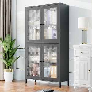 Whizmax Metal Storage Cabinet, 59" Tall Display Cabinet with 4 Glass Door, Kitchen Pantry Cabinet, Glass Storage Cabinet for Home Office - 1 of 4