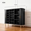 31"/47" Six Tier Shoe Cabinet Sliding Door Adjustable Shelves Mid Century Modern Freestanding Entryway Organizer - 3 of 4