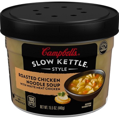 Campbell's Slow Kettle Style Roasted Chicken Noodle Soup Microwaveable Bowl - 15.5oz