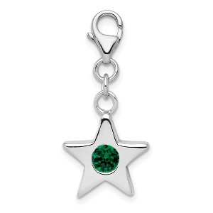 Black Bow Jewelry Sterling Silver May CZ Birthstone 13mm Star Clip-on Charm - 1 of 4