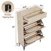 Shoe Cabinet, Rattan Shoe Storage With 2 Flip Drawer and 1 Pull-Out Drawer, Heavy Duty Metal Leg - 2 of 4