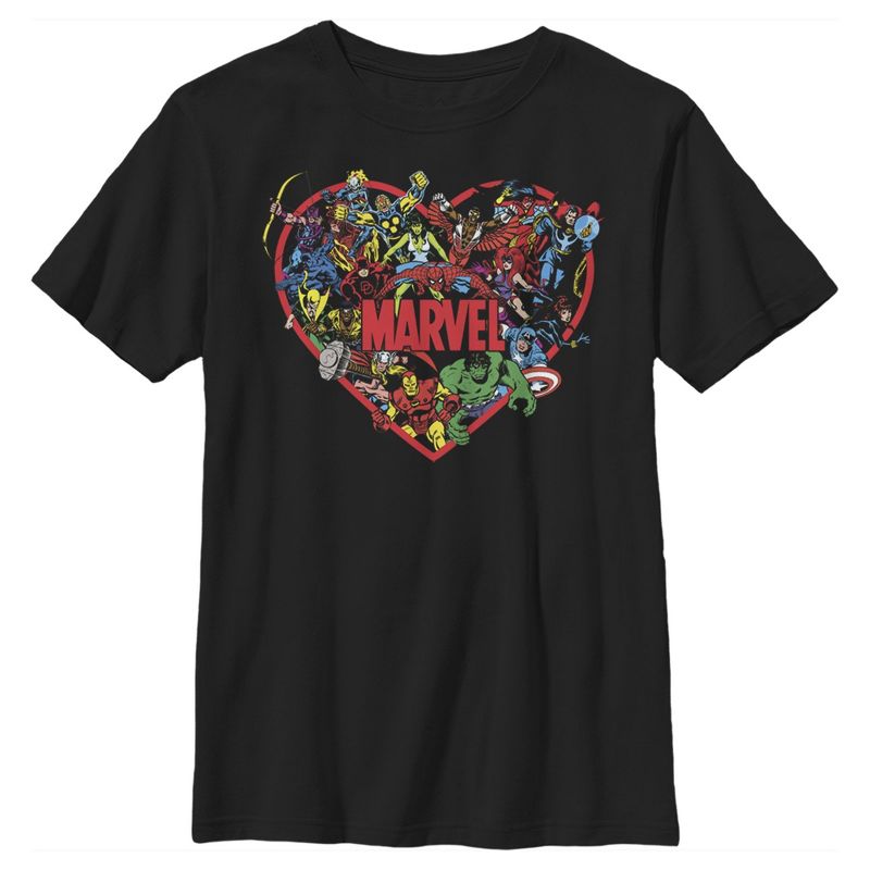 Boy's Marvel Heroes Unite Heart T-Shirt, 1 of 6