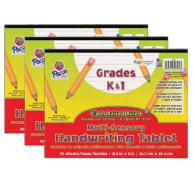 Pacon Multi-Sensory Raised Ruled Tablet 5/8" x 5/16" x 5/16" Ruled Long 10.5" x 8" White 40 Sheets