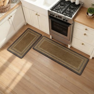 BAGOKIE 2 Pieces Cushioned Anti Fatigue Kitchen Rugs and Mats Set, 17.3"x47"+ 17.3"x29" - 1 of 4