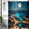 Paaaawaters 1pcs Moon Aurora Beach Printed Shower Curtain Set with Waterproof and Non-Slip Design -Polyester Hook Included - 3 of 4