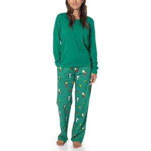 Womens Snoopy Print Cotton Family Matching Christmas Pajamas 2pc Sets, Christmas Sleepwear Women, Mother's Day Gift for Moms - PEANUTS - 1 of 4
