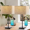 (Set of 2) 25.5" 2-Light Austin Farmhouse Industrial Table Lamp with USB Charging Oil Rubbed Bronze (Includes LED Light Bulb) - JONATHAN Y: - 3 of 4