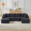 AENKYO 134" Modular Sectional Sleeper Sofa, U-Shaped Cloud Couch, No Assembly Required, 6-Seater Sofa for Living Room - Dark Gray - 2 of 4