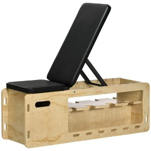 NAYSAYE Exercise Trainer Adjustable Weight Bench with Storage Rack and Resistance Rope for Home Gym Workouts, Wood, 43.30"*13.80"*42.30" - 1 of 4