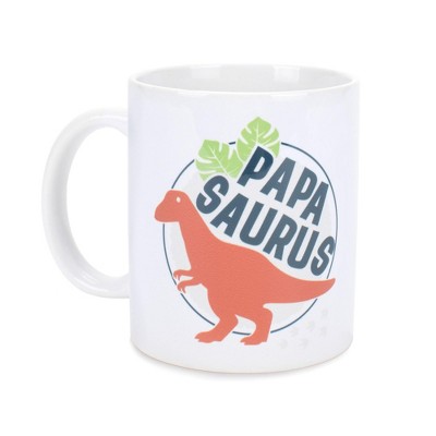 Elanze Designs Papasaurus Dinosaur Graphic White 11 Ounce Ceramic Classic Coffee Mug Hot Cold Beverage Cup