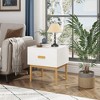 ORRD White Nightstand w/Drawer & Wood Legs - Minimalist Bedside Table for Bedroom, Living Room & Apartmen - 3 of 4