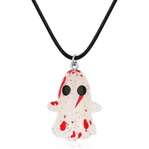 Glow in the Dark Bloody Ghost Pendant Necklace - Spooky Halloween Jewelry - 1 of 4