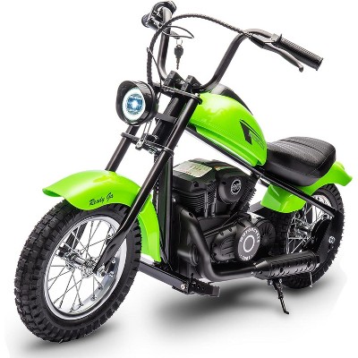 Electric Motorcycle for Kids, 24V 250W Dirt Bike, Two Speed Max Up to 14MPH, w/LED Light, Leather Seat, Rear Brake, for Kids/Teens