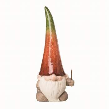 Transpac Terracotta Multicolored Halloween Large Gnome with Light Up Flower Figurine