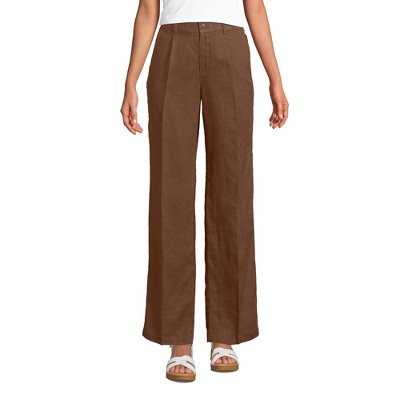 Lands' End Women's High Rise Wide Leg Linen Pleated Pants : Target