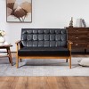 VYNXARIA Mid-Century Modern Solid Loveseat Sofa Upholstered Pu Leather Loveseat, 2-Seat Upholstered Loveseat Sofa Modern Couch£¬Black - 2 of 4
