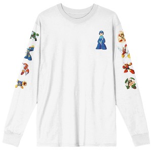Megaman Cartoon Men's Retro Characters White Long Sleeve TShirt - 1 of 1