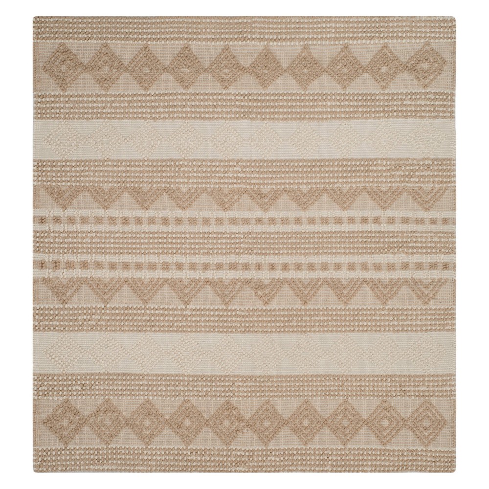 6'x6' Geometric Woven Square Area Rug Beige/Ivory - Safavieh