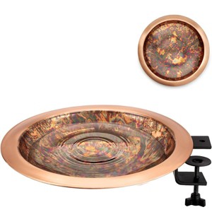 Good Directions 13" Fired Copper Bird Bath & Deck Bracket - Orange - 1 of 4
