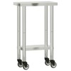 vidaXL Kitchen Work Table with Wheels 21.7 in.x11.8 in.x33.5 in. Stainless Steel - 2 of 4