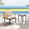 3 Piece Metal Bistro Set, Small Patio Furniture Set with Cushions, Armchairs, Slatted Table for Backyard Balcony - 3 of 4
