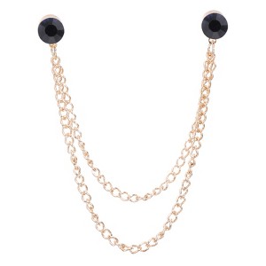 Unique Bargains Bouquet Coat Round Rhinestone Hanging Tassel Chain Lapel Suit Brooch Pins 1 Pc - 1 of 4