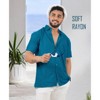 HAPPY BAY Men's Short Sleeve Button Down Solid Beach Vacation Shirts Summer Casual Camp Collared Shirt Business Work Shirts - 2 of 4
