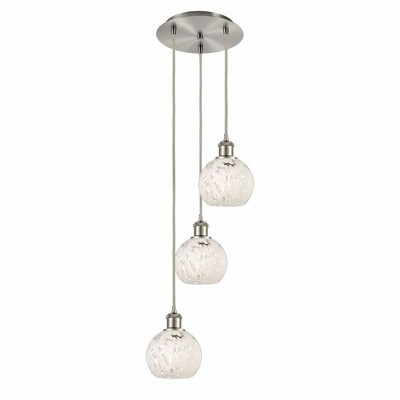 White Mouchette - 3 Light Cord Hung Multi Pendant In Modern Style-11 Inches Tall and 12.5 Inches Wide