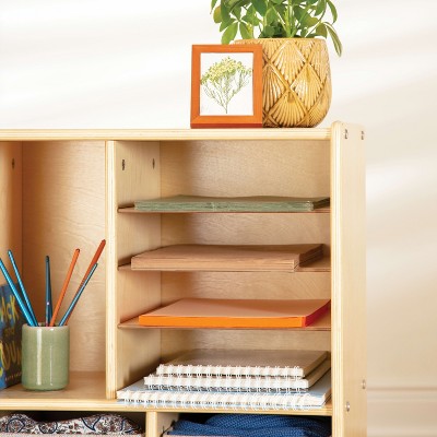 Natural Wood Kids' Storage Unit with Cubbies and Bins