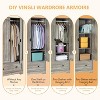 VINGLI Wide Armoire Wardrobe Closet with Hanging Rod, Adjustable Shelves and Drawer, Freestanding Wardrobe Closet - 3 of 4