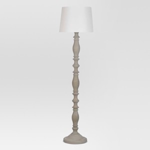 Turned Wood Floor Lamp Gray Includes Energy Efficient Light Bulb - Threshold , Size: Lamp with Energy Efficient Light Bulb