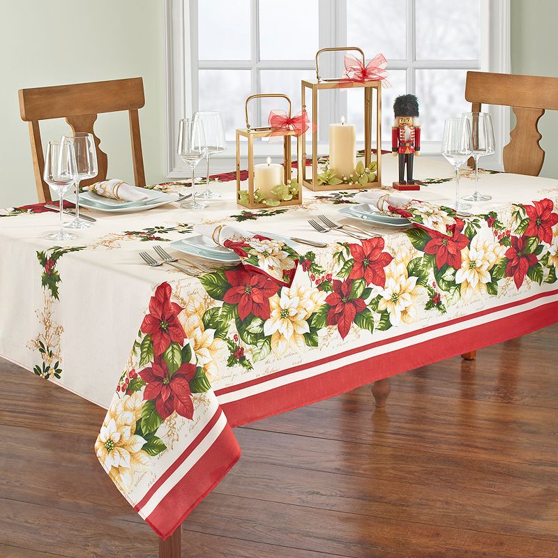 Red and White Poinsettias Tablecloth - Red/Green - Elrene Home Fashions, 2 of 5