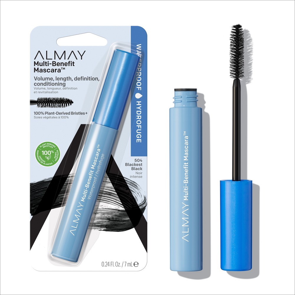 Almay Multi-Benefit Mascara - Keratin Infused - 504 Black Waterproof - 0.24 fl oz: Hypoallergenic, Volumizing, Finish