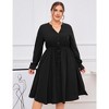 Women's Plus Size Button Down Maxi Dress V Neck Long Sleeve Business Casual Work Polo Shirt Long Dress with Pockets - 2 of 4