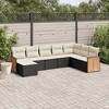 vidaXL 8 Piece Patio Sofa Set with Cushions Black Poly Rattan - Black and Cream Without Table - 2 of 4