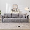 98.5" 3-seater sofa with unique design and soft arm pillows Contemporary style linen sofa with 3 comfortable cushions with 2 pillows - 2 of 4