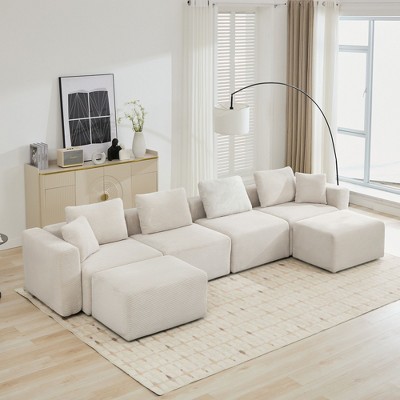 Hyleory Sectional Compression Sofa, Indoor Furniture Convertible Modular Compression Sectional Sofa Set