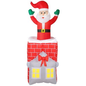 Outsunny 7FT Christmas Inflatable Santa in Chimney Up and Down, Outdoor Blow Up Christmas Decoration with Built-in LED Lights for Indoor Party - 1 of 4