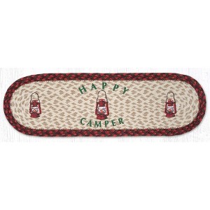 Earth Rugs Lodge-Inspired Happy Camper Oval Stair Tread – 27"x8.25" Jute - 1 of 3