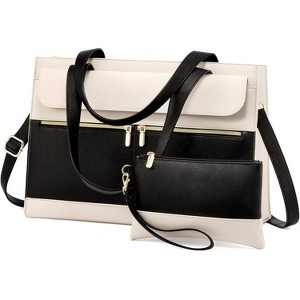 for Women 15.6 Inch Tote Work Professional Leather Computer Briefcase Waterproof Handbag Shoulder Large - 1 of 4