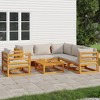 vidaXL 7-Piece Patio Sofa Set – Light Gray Cushions, Solid Acacia Wood, Modular Design, Farmhouse Style – Outdoor Lounge/Garden/Deck - 2 of 4