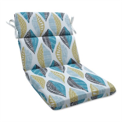 Pillow Perfect 40.5" x 21" Leaf Block Outdoor/Indoor Rounded Corners Chair Cushion Teal/Citron