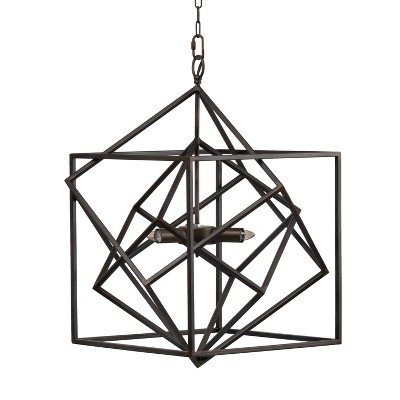 Takio Chandelier Matte Black - A&B Home: Geometric Iron Design, No Assembly, UL Listed, 60W E12