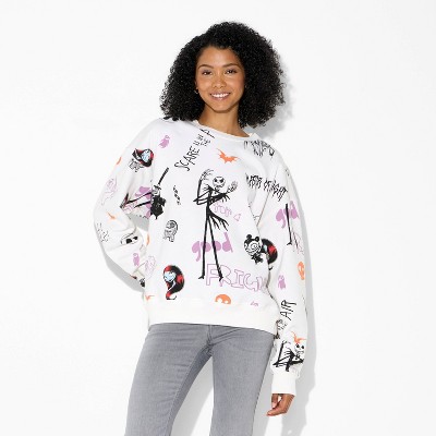 Women's Nightmare Scribbles Fleece Graphic Sweatshirt - White - image 2