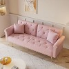 NicBex Modern Velvet Nailhead Loveseat Sofa with Pillows & Adjustable Backrest,Solid Wood 2-Seater Sofa for Living Room,Bedroom - 4 of 4