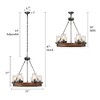 LNC Laius 6-Light 24.8" Siliver and Wood Wagon Wheel Farmhouse Glass Chandelier,With 6 Seeded Glass Shapde - 3 of 4