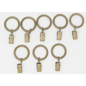 Metal Curtain Drapery Rings with Clips, 8 Pk, 1-inch Inner Diameter, Fits up to 3-4 inch Rod - 1 of 2